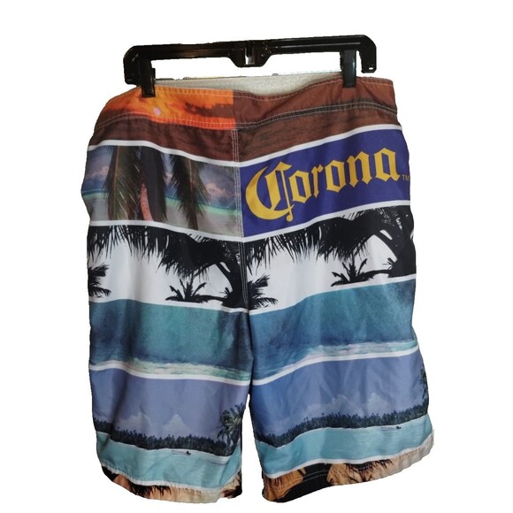 Corona Extra Beer Multicolor Palm Trees Hawaiian Board Shorts Swim Shorts (36) - Picture 5 of 9